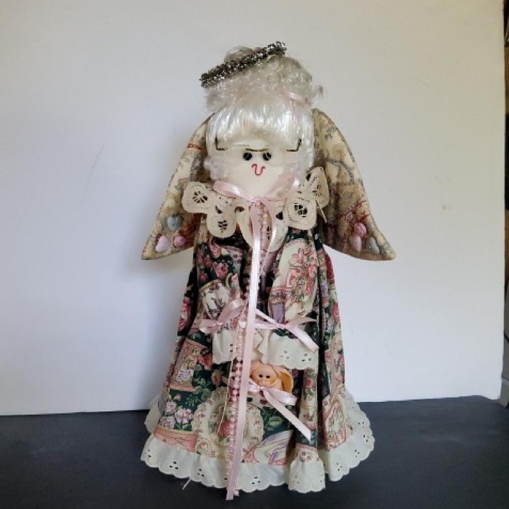 Handcrafted Angel Doll with Floral Dress